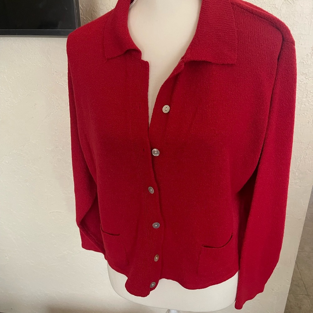 Red Button-Up Cardigan